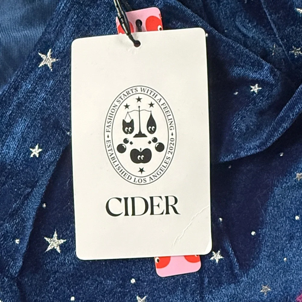 New with Tags - Cider Midnight Blue Celestial Velvet Dress - Picture 4 of 6